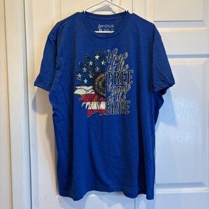 Love in Faith Sunflower Patriotic Blue Short Sleeve T-Shirt - Size XL